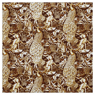 Tela Impresión, Brown y crema del pavo real de Nouveau