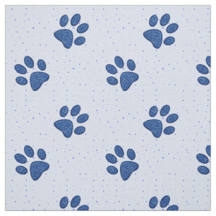 Tela impresión chispeante de la pata del gato - azul