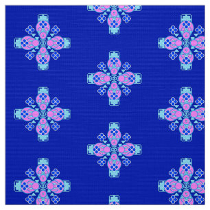 Tela Impresión de andana - orquídea, azul y cobalto