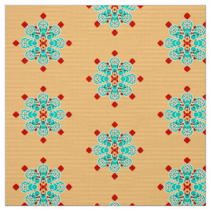 Tela Impresión de Bandana - turquesa y melocotón