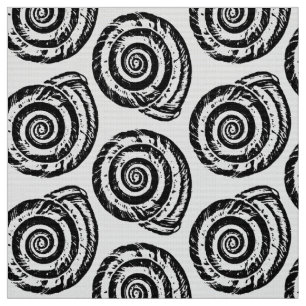 Tela Impresión de bloque espiral del Seashell, blanco y