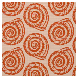 Tela Impresión de bloque espiral del Seashell, naranja