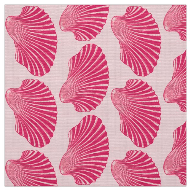 Tela Impresión de bloques de conchas de vieira, fucsia  (Retal)