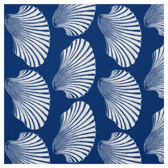 Tela Impresión de bloques de conchas de vieiras, azul m (Retal)