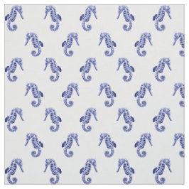 Tela Impresión de caballitos de mar azules y blancos