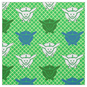 Tela Impresión de conejo japonés, verde, azul y blanco