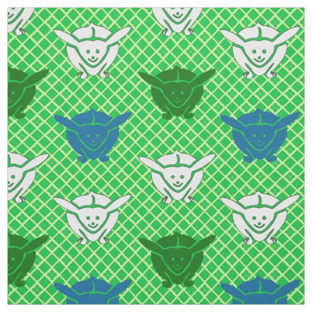 Tela Impresión de conejo japonés, verde, azul y blanco (Retal)