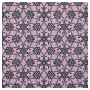 Tela Impresión de encaje antiguo - negro y rosa hielo