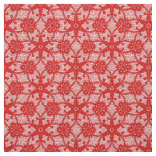 Tela Impresión de encaje antiguo - rojo y blanco profun