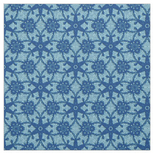 Tela Impresión de encaje antiguo - zafiro y azul pálido
