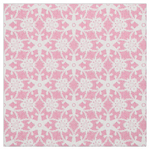 Tela Impresión de encajes antiguos - blanco y rosa rosa