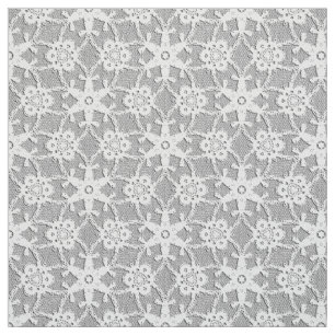 Tela Impresión de encajes antiguos - gris blanco y plat