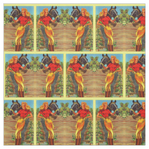 Tela Impresión de galas y caballos de los años 40