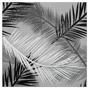 Tela Impresión de hoja de palma, gris/gris, blanco y