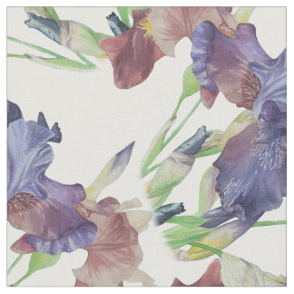 Tela Impresión de iris morados, flores de verano