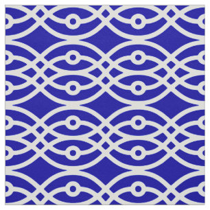 Tela Impresión de kimono, azul cobalto y blanco