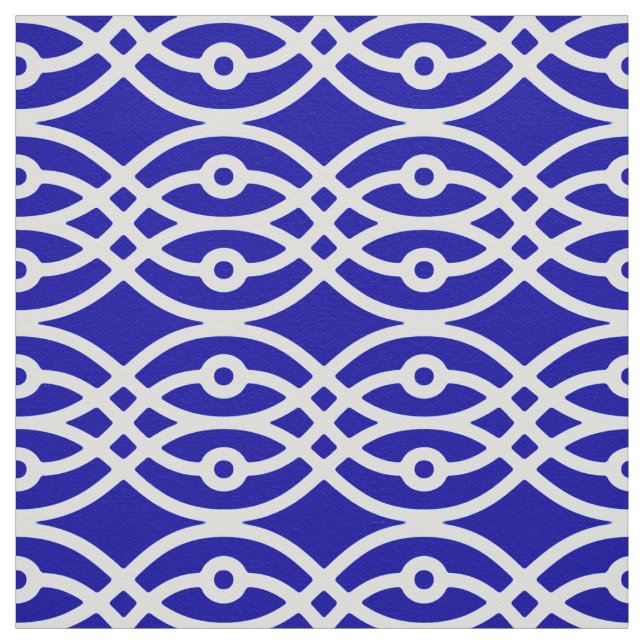 Tela Impresión de kimono, azul cobalto y blanco (Retal)