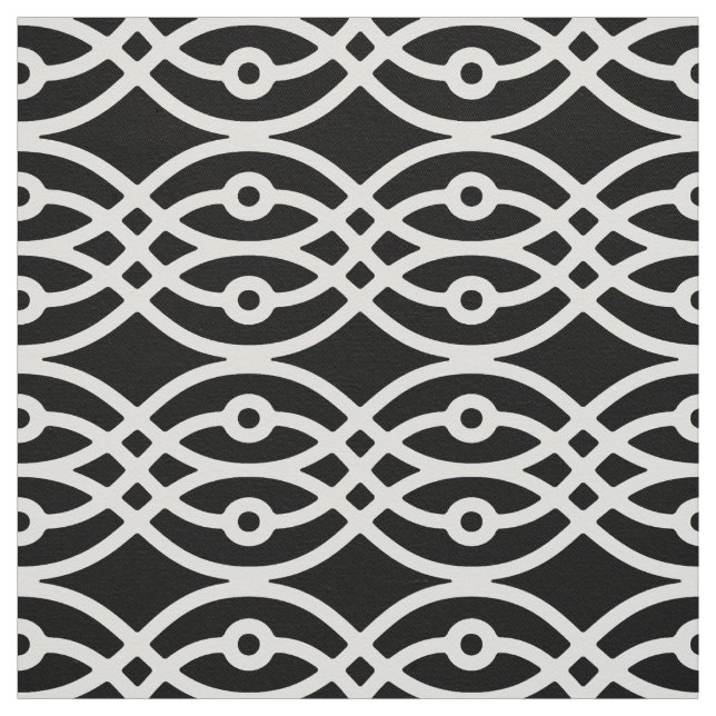 Tela Impresión de Kimono, blanco sobre negro (Retal)