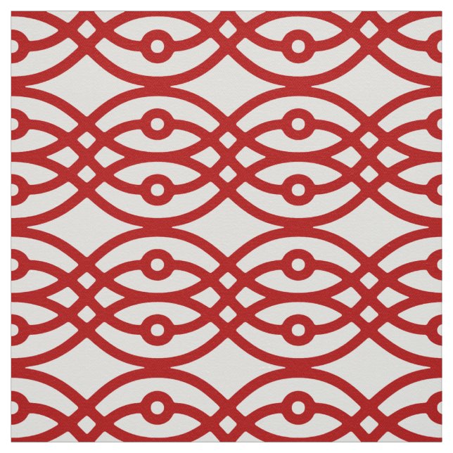 Tela Impresión de kimono, blanco y rojo oscuro (Retal)