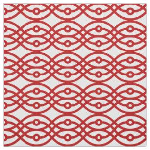 Tela Impresión de kimono, blanco y rojo oscuro