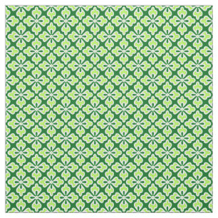 Tela Impresión de kimono floral, cal y verde de pino
