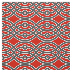 Tela Impresión de kimono, rojo, gris y blanco