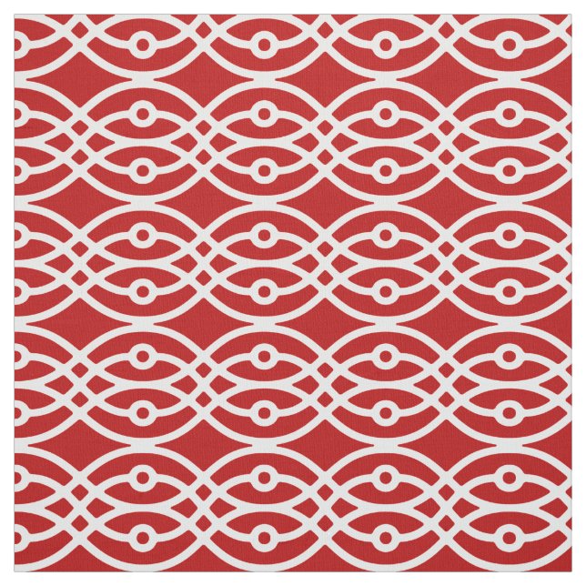 Tela Impresión de kimono, rojo oscuro y blanco (Retal)