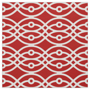 Tela Impresión de kimono, rojo oscuro y blanco