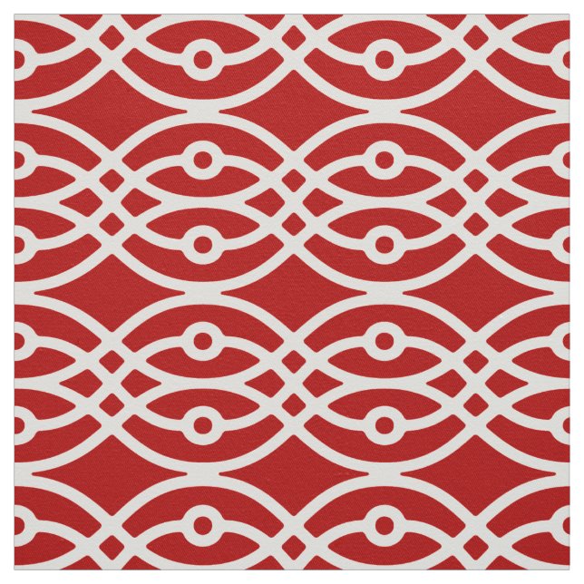 Tela Impresión de kimono, rojo oscuro y blanco (Retal)