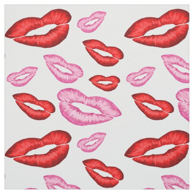 Tela Impresión de lápiz labial rojo y rosa (Retal)
