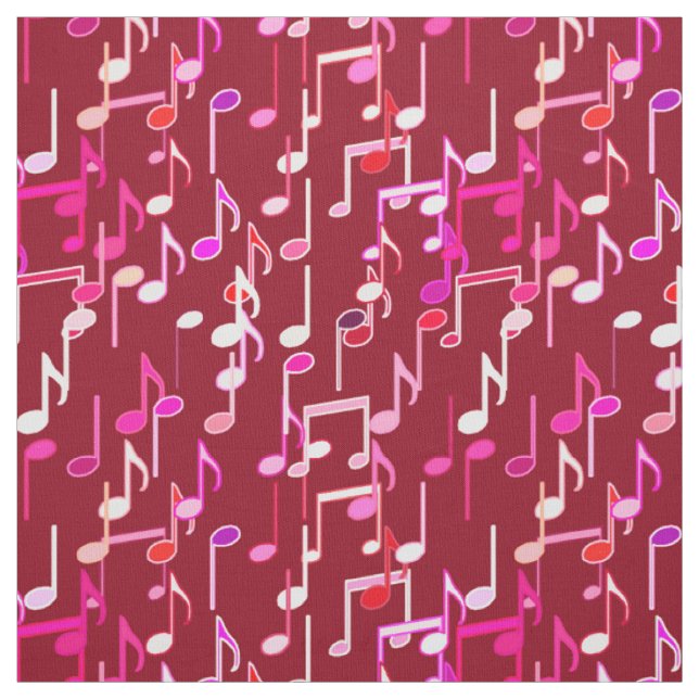 Tela Impresión de las notas musicales - Borgoña, multi (Retal)