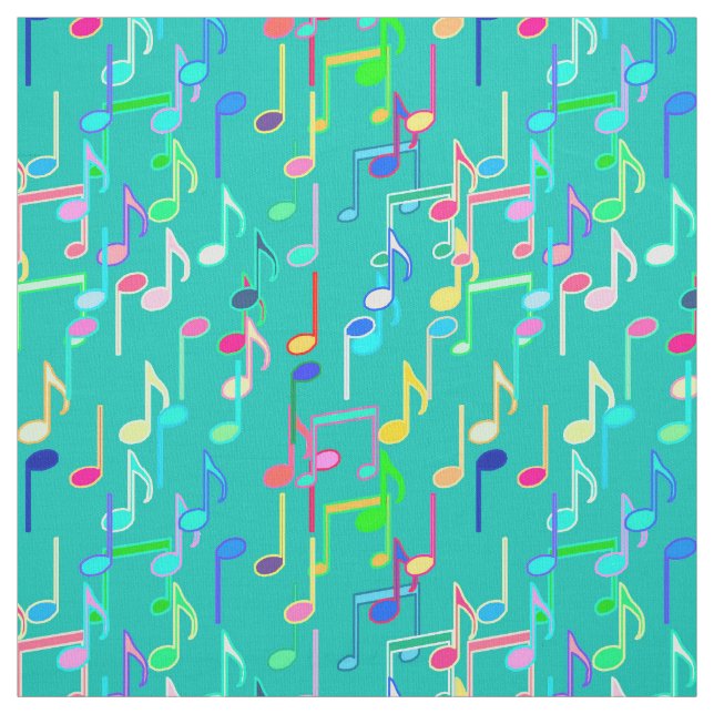 Tela Impresión de las notas musicales - turquesa, multi (Retal)