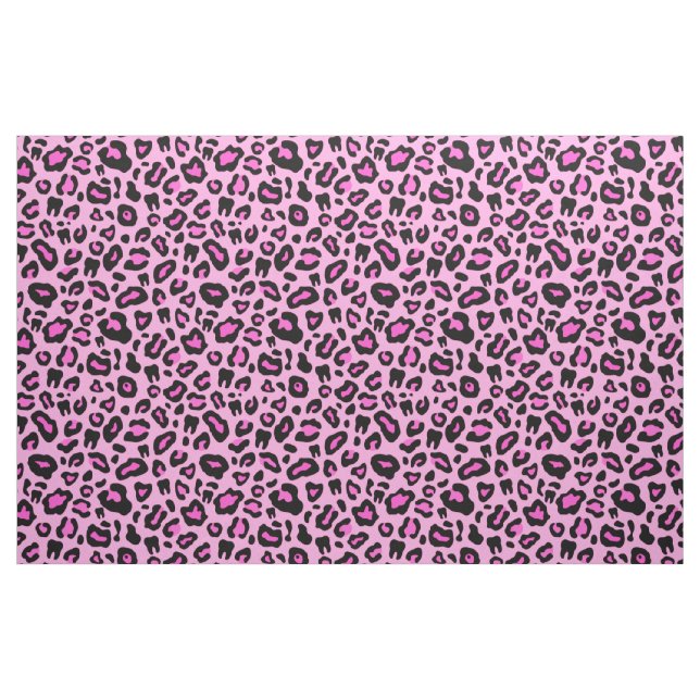Tela Impresión de leopardo dental rosa ("Cuarto gordo" (fat quarter))