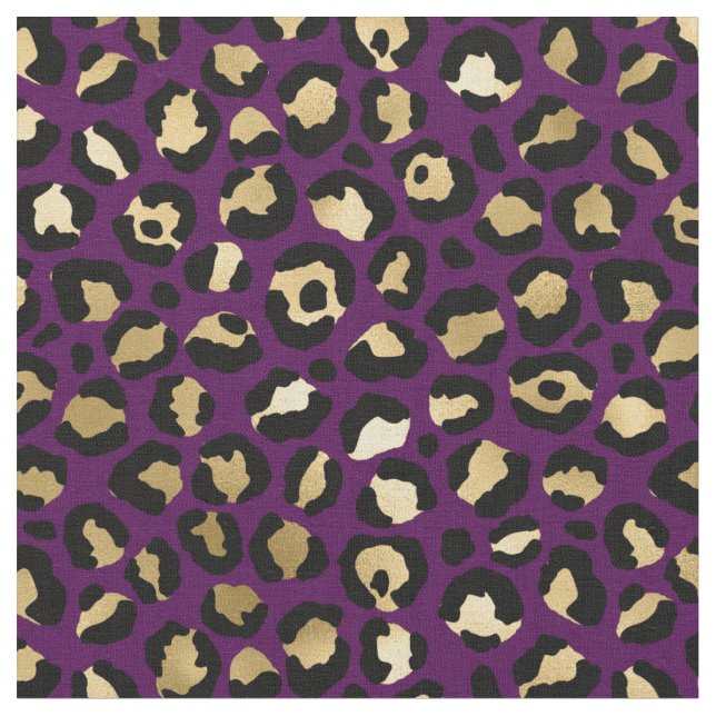 Tela Impresión de leopardo morado y dorado (De cerca)