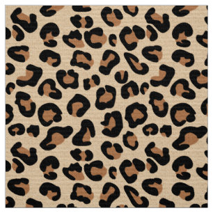 Tela Impresión de leopardo, negro, marrón, óxido y t