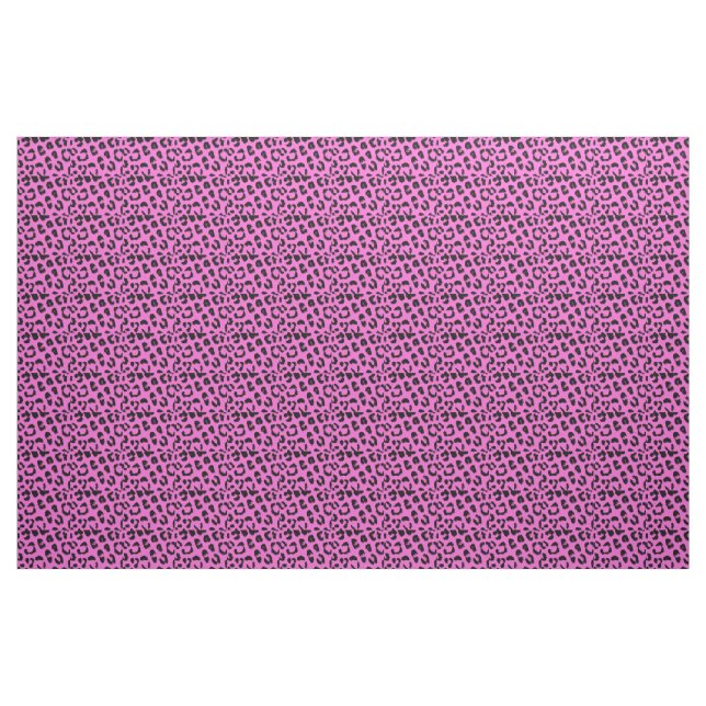 Tela Impresión de leopardo negro y rosa (Yarda)