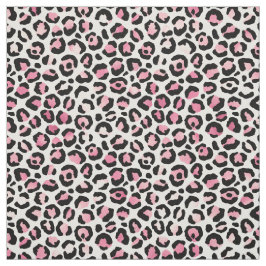 Tela Impresión de leopardo rosado en blanco