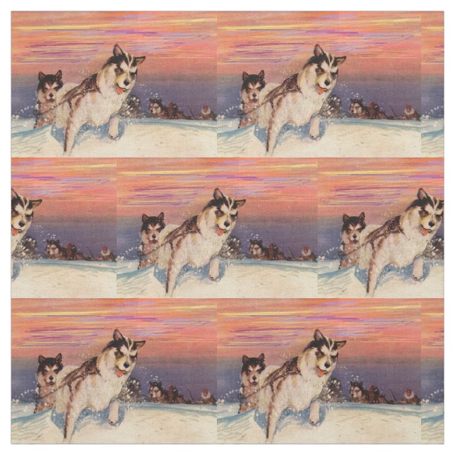 Tela impresión de los perros de trineo del husky (Retal)
