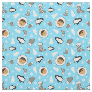 Tela Impresión de Navidades de niños inuit alaska esqui