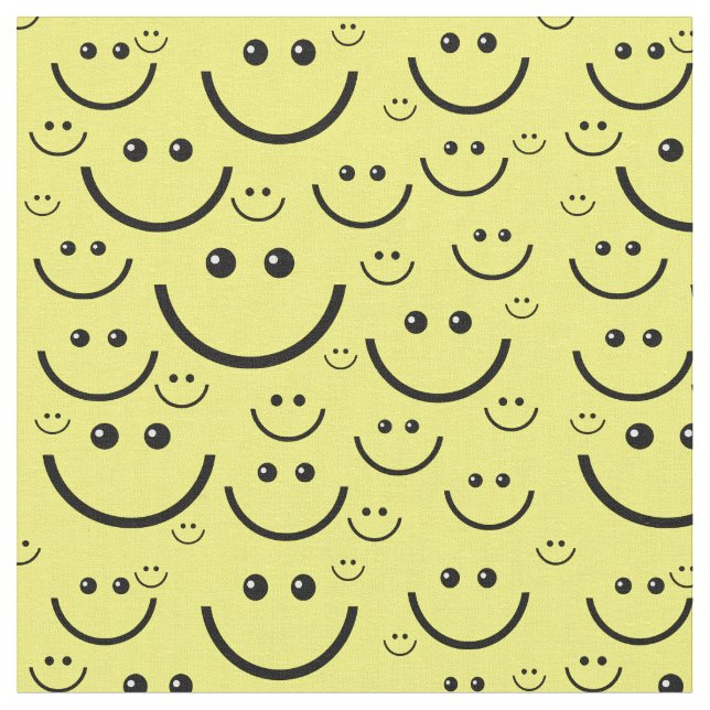 Tela impresión de patrón de cara feliz amarillo (De cerca)