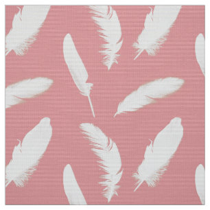 Tela Impresión de plumas blancas en rosa de concha