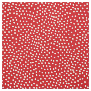 Tela Impresión de puntos de polka rojo y blanco aleato