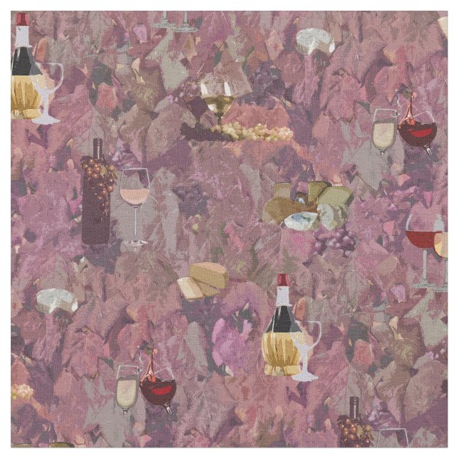 Tela Impresión de vino y queso (De cerca)