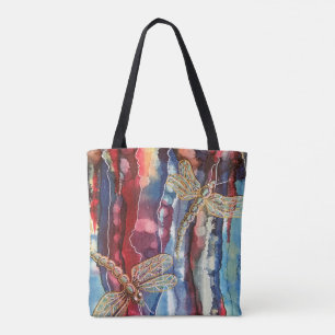 Tela Impresión del arte, libélulas, bolso de compras