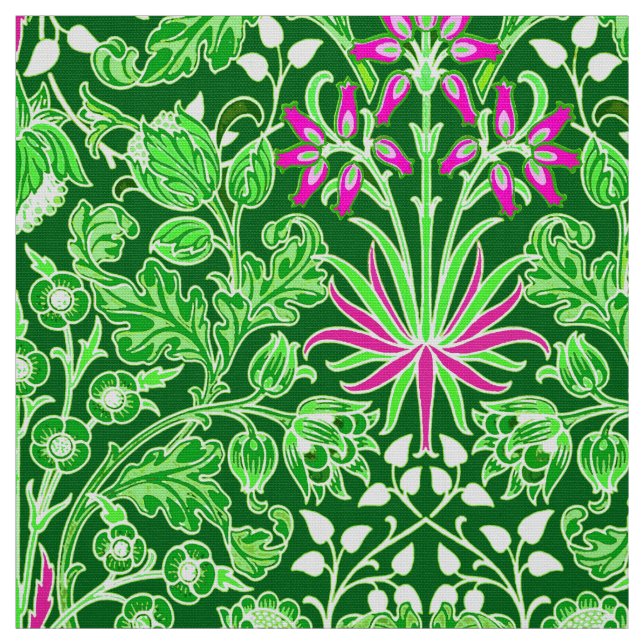 Tela Impresión del jacinto de William Morris, verde (Retal)