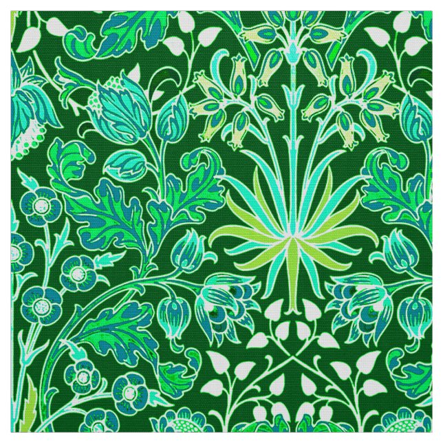 Tela Impresión del jacinto de William Morris, verde (Retal)