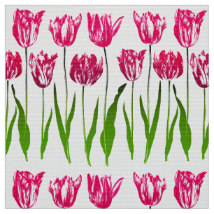 Tela Impresión del jardín del tulipán en rosado y ve