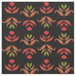 Tela Impresión floral de arte folclórico oscuro Caída n