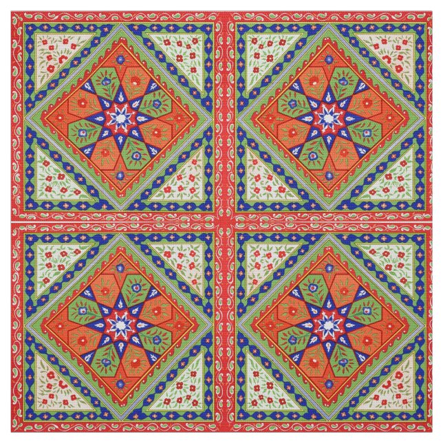 Tela Impresión floral de cuadrados y diamantes (Retal)