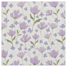 Tela Impresión floral de flores de marfil morado y crem